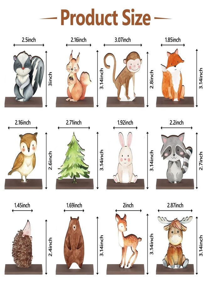 DAECHAO 12 Pack Woodland Animals Baby Shower Decorations, Kid Forest Happy Birthday Decoration Centerpieces for Tables Woodland Nursery Animal Decor Home Office Farmhouse (CUTE2) - Image 2